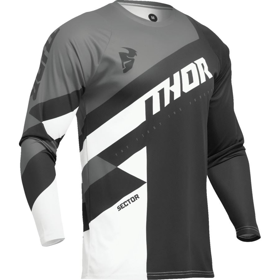 Thor 2025 Youth Sector Checker Black Grey Motocross Jersey