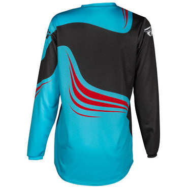 Fly Racing 2025 Youth F-16 Motocross Jersey Cyan Black Red