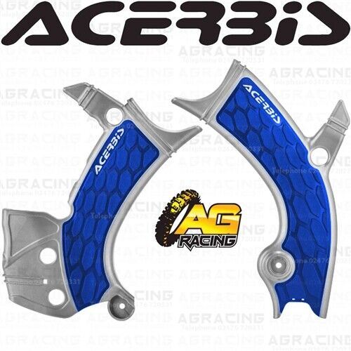 Acerbis X-Grip Frame Protector Guards Silver Blue For Yamaha WR 450 F 2019-2023