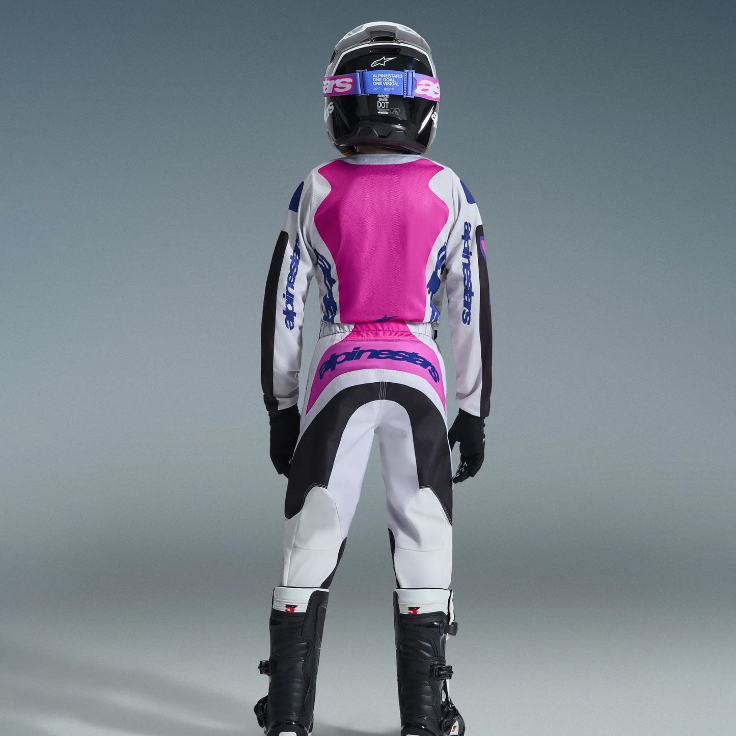 Alpinestars 2026 Youth Fluid Grid Motocross Combo Kit Black Light Grey Purple