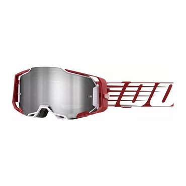 100% MX Goggles Armega Oversized Deep Red Silver Mirror