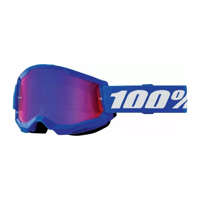 100% MX Goggles Strata 2 Youth Blue Red Blue Mirror