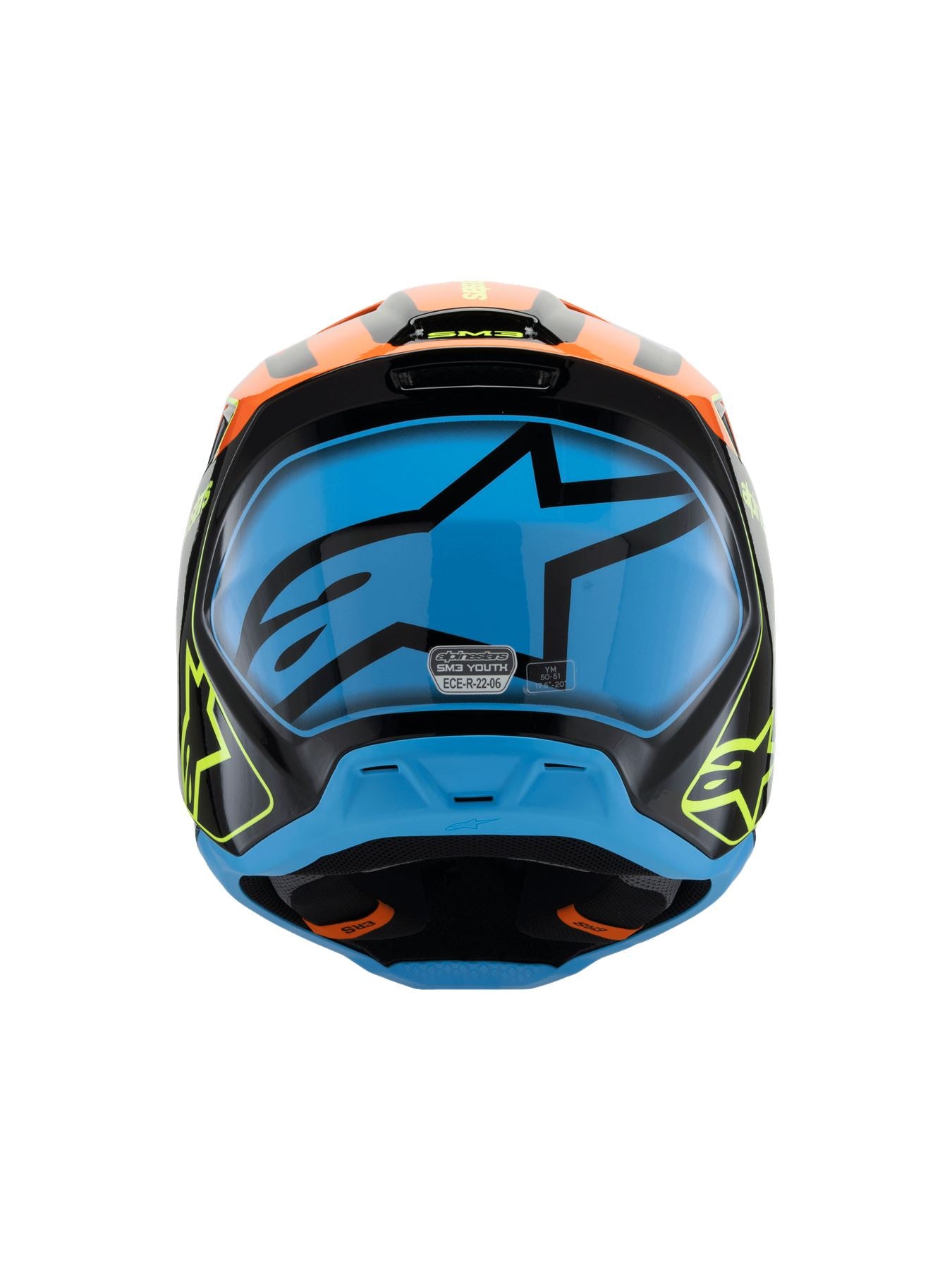 Alpinestars 2025 SM3 Fray Youth Motocross Helmet Black Orange Yellow Fluo
