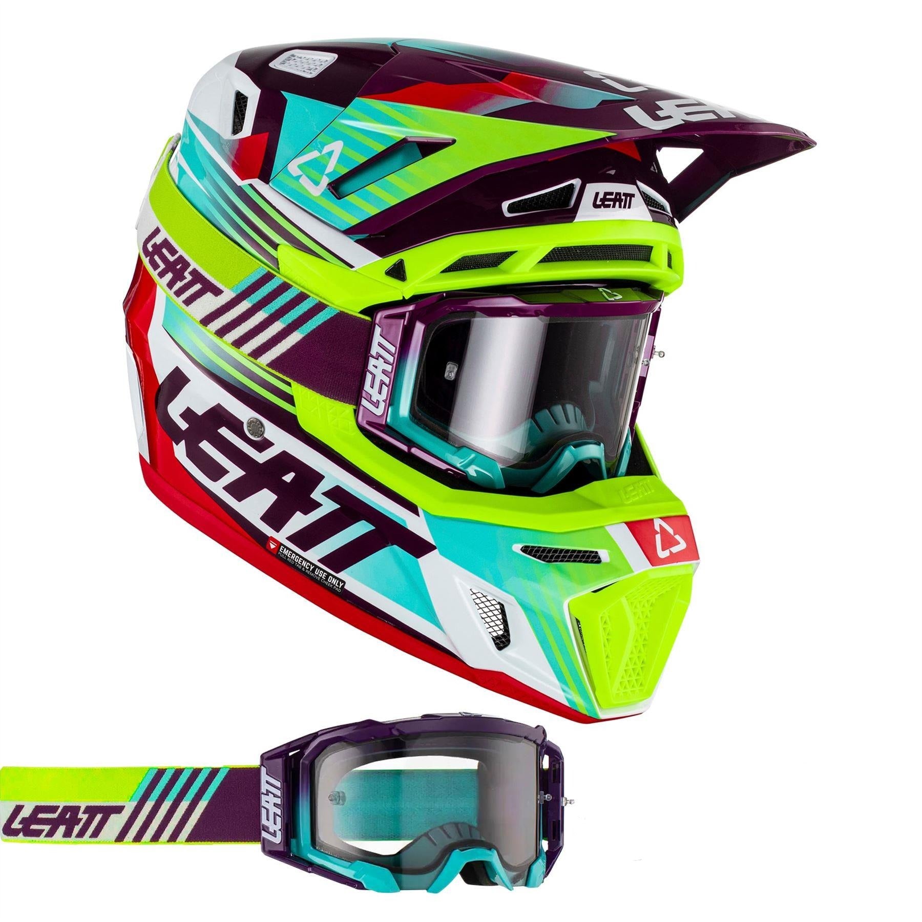 Leatt 2024 Helmet Moto 8.5 V23 Neon with 5.5 Goggles & Helmet Bag