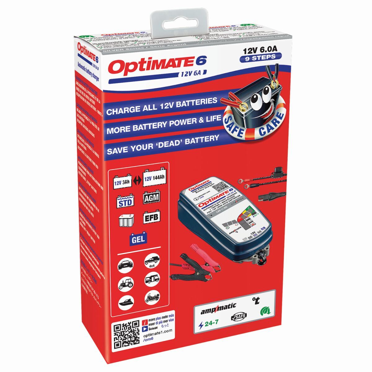 Optimate 6 Ampmatic Silver 6A Battery Charger Optimiser