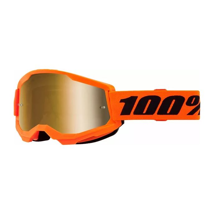 100% MX Goggles Strata 2 Neon Orange Gold Mirror