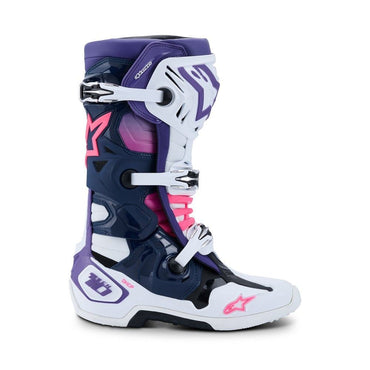 Alpinestars 2026 Tech 10 MX Boots White Violet Navy Blue Pink Flo