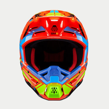 Alpinestars 2024 Supertech SM5 Orange Fluo Cyan Yellow Fluo Glossy Motocross Helmet