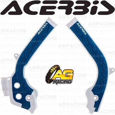Acerbis X-Grip Frame Protector Guards White Blue For Husqvarna TC 125 2016-2018