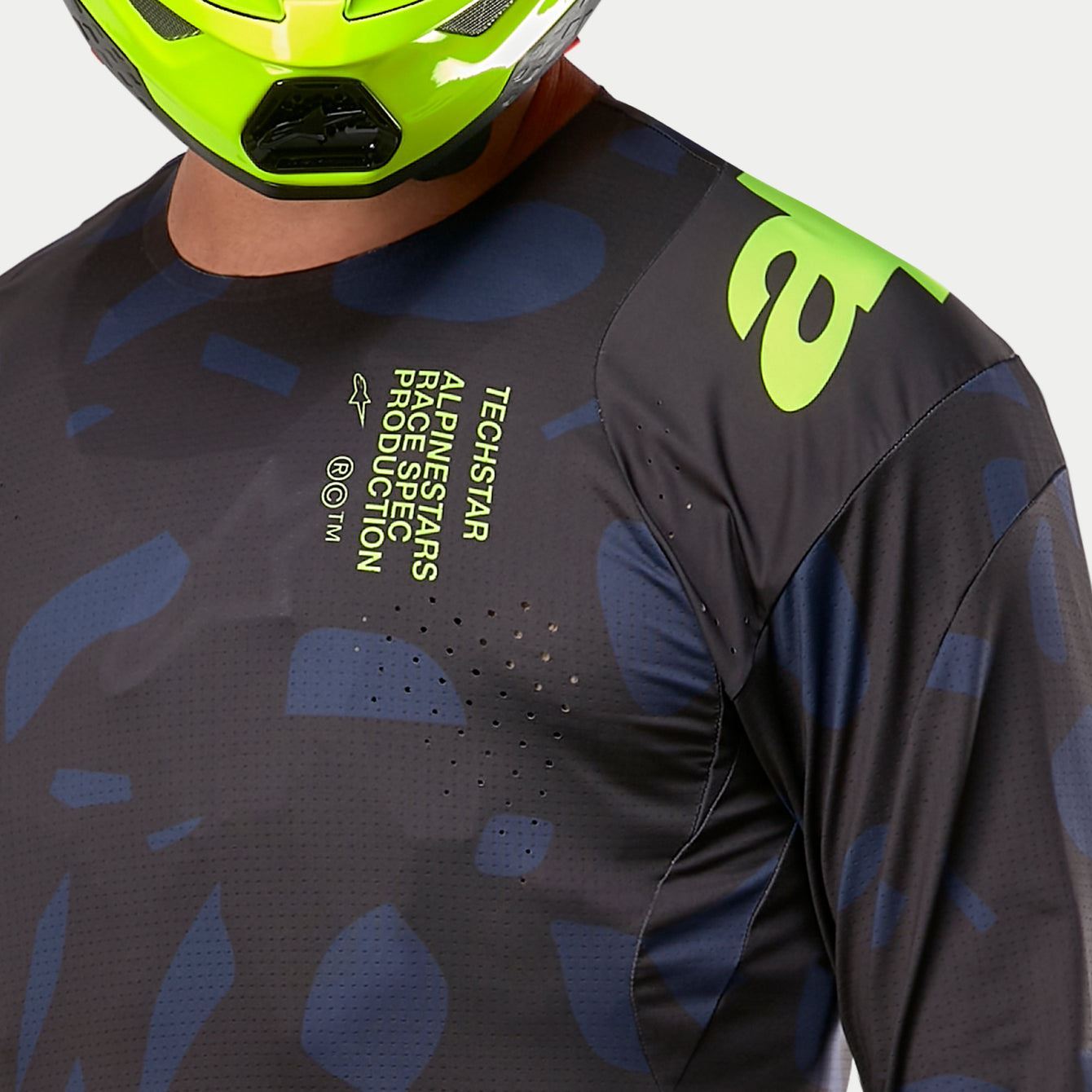 Alpinestars 2024 Techstar Rantera Motocross Jersey Black Navy Yellow Fluo Clearance