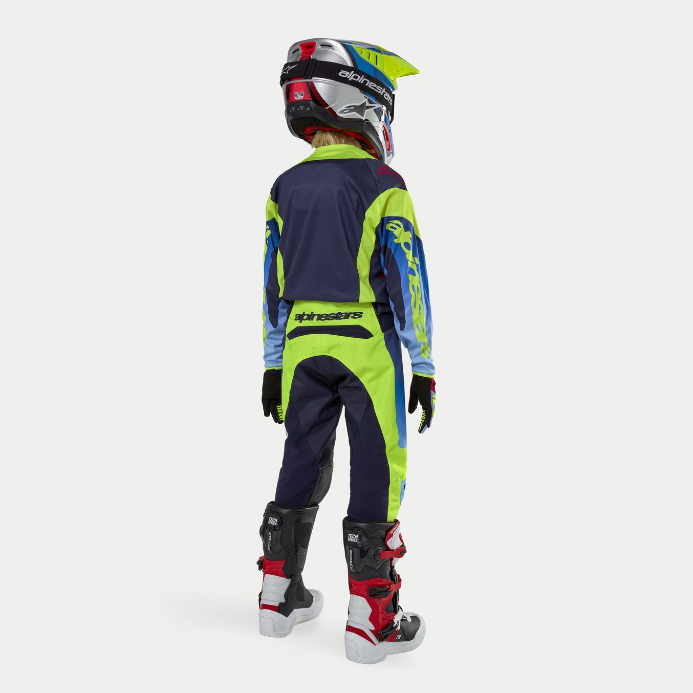 Alpinestars 2024 Racer Hoen Youth Motocross Combo Kit Yellow Fluo Blue Night Navy CLEARANCE