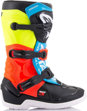 Alpinestars Tech 3s Youth Motocross Boots Black Yellow Fluo Red Fluo CLEARANCE