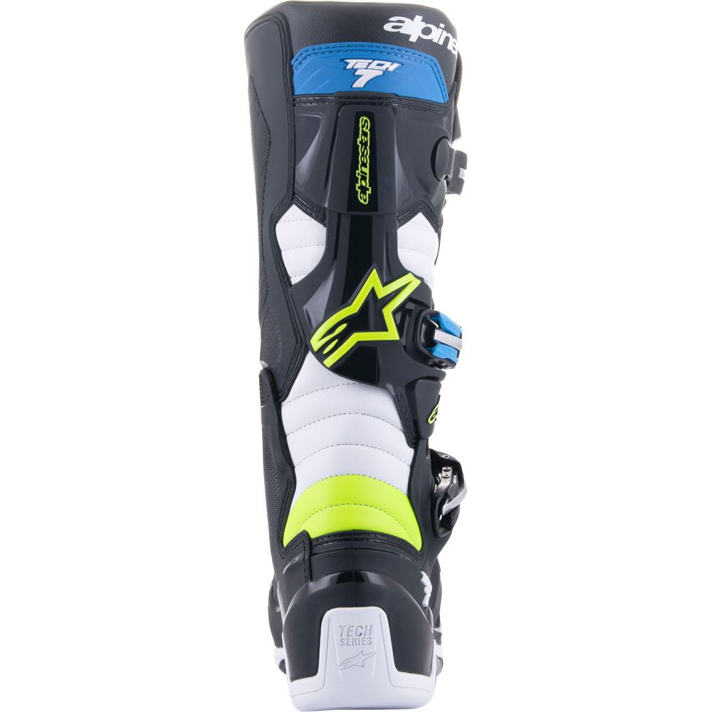 Alpinestars 2024 Tech 7 Motocross Boots Black Enamel Blue Yellow Fluo