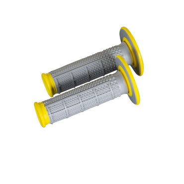 Renthal Dual Compound Tapered Half Waffle Grips Grey Yellow MX Enduro