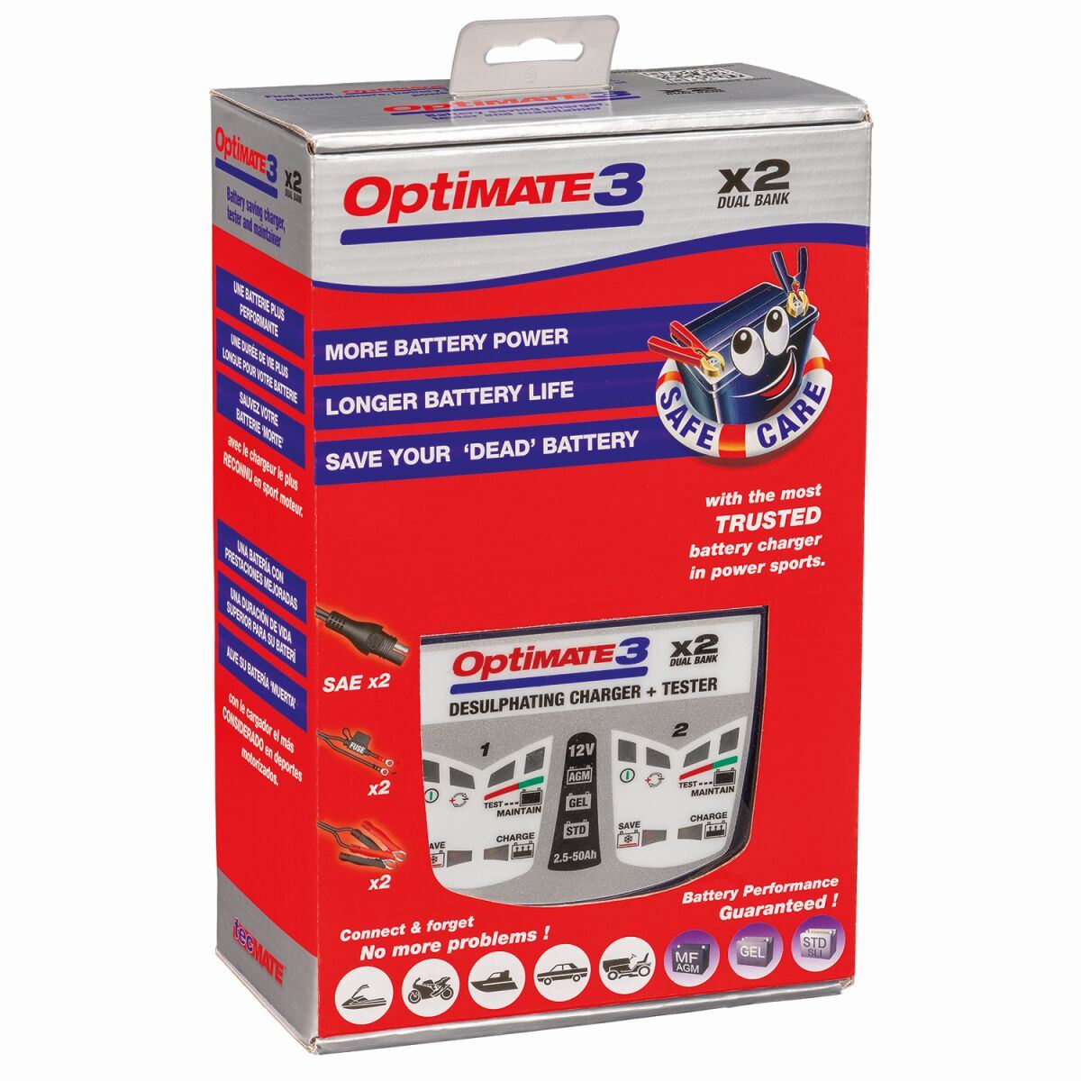 Optimate 3 Dual Bank 3 x 2 12V 0.8A Battery Saving Charger & Maintainer