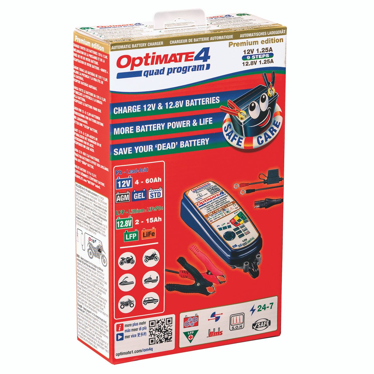 OptiMate 4 Quad Program Gold Premium 12V 1.25A Battery Charger Optimiser BMW Triumph
