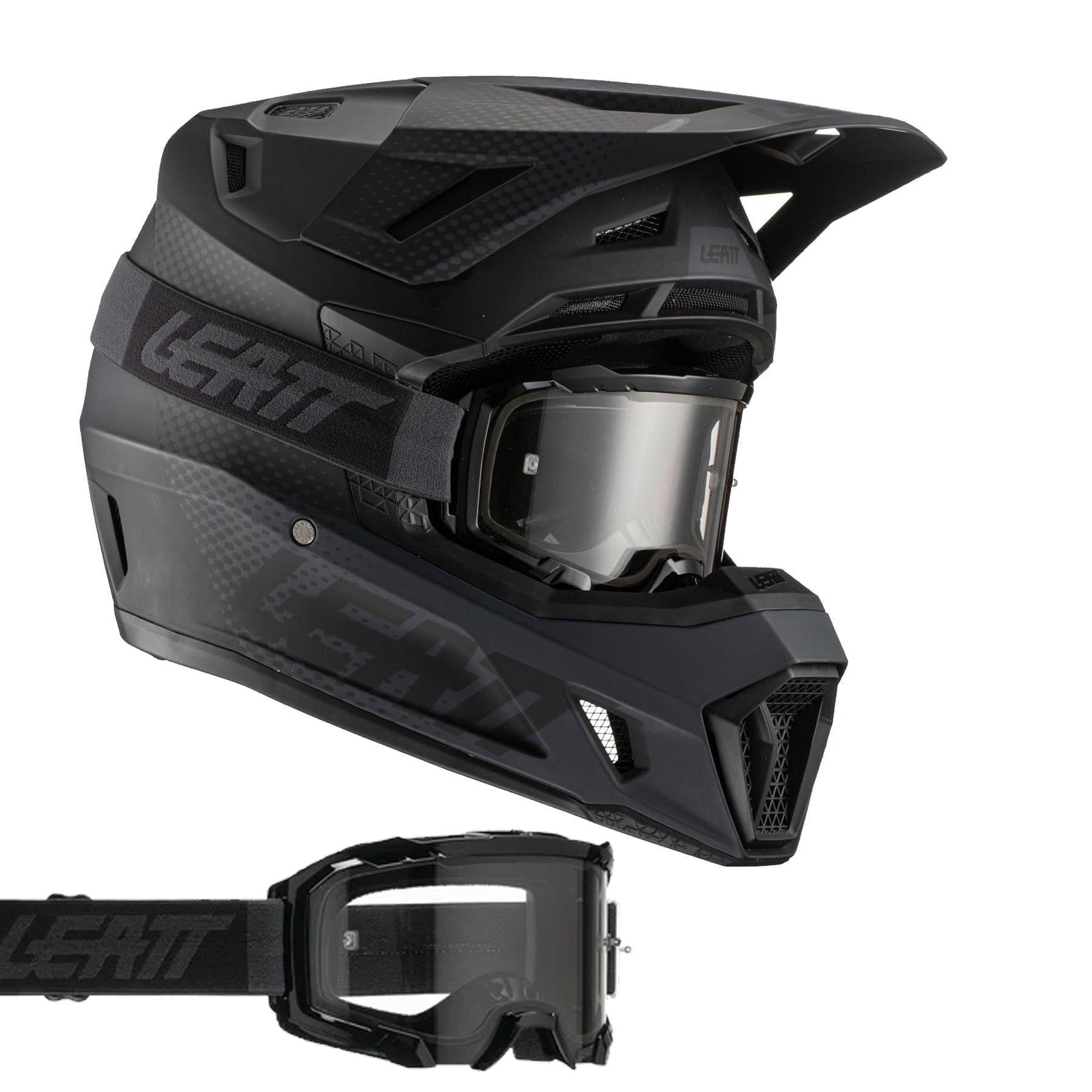 Leatt 2022 Helmet Moto 7.5 V22 Black with 4.5 Goggles & Bag