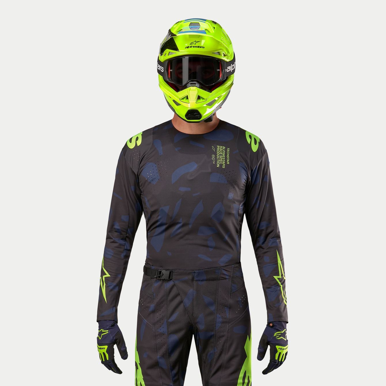 Alpinestars 2024 Techstar Rantera Motocross Jersey Black Navy Yellow Fluo Clearance