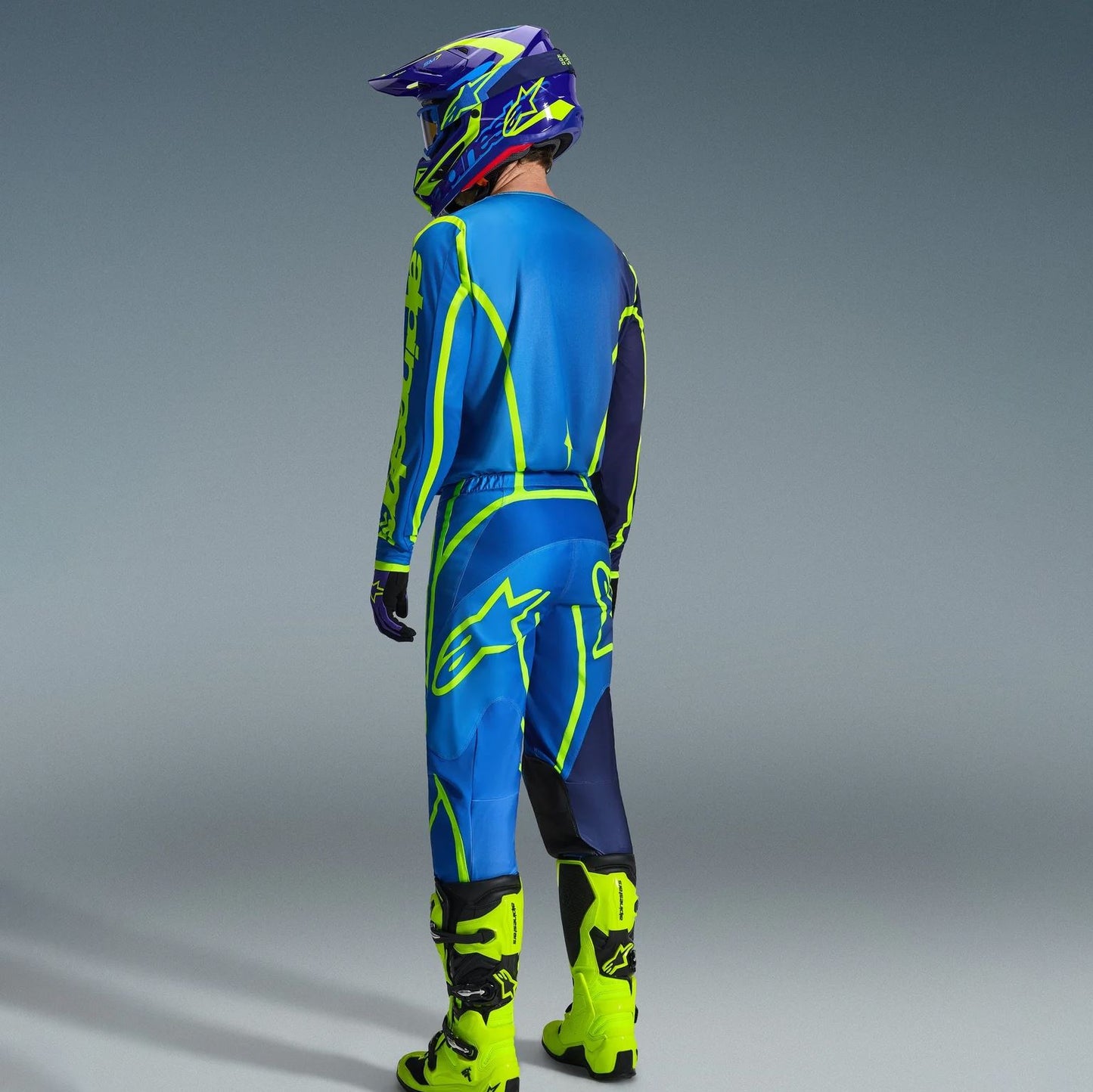 Alpinestars 2026 Fluid Apex Motocross Combo Kit Blue Yellow Flo