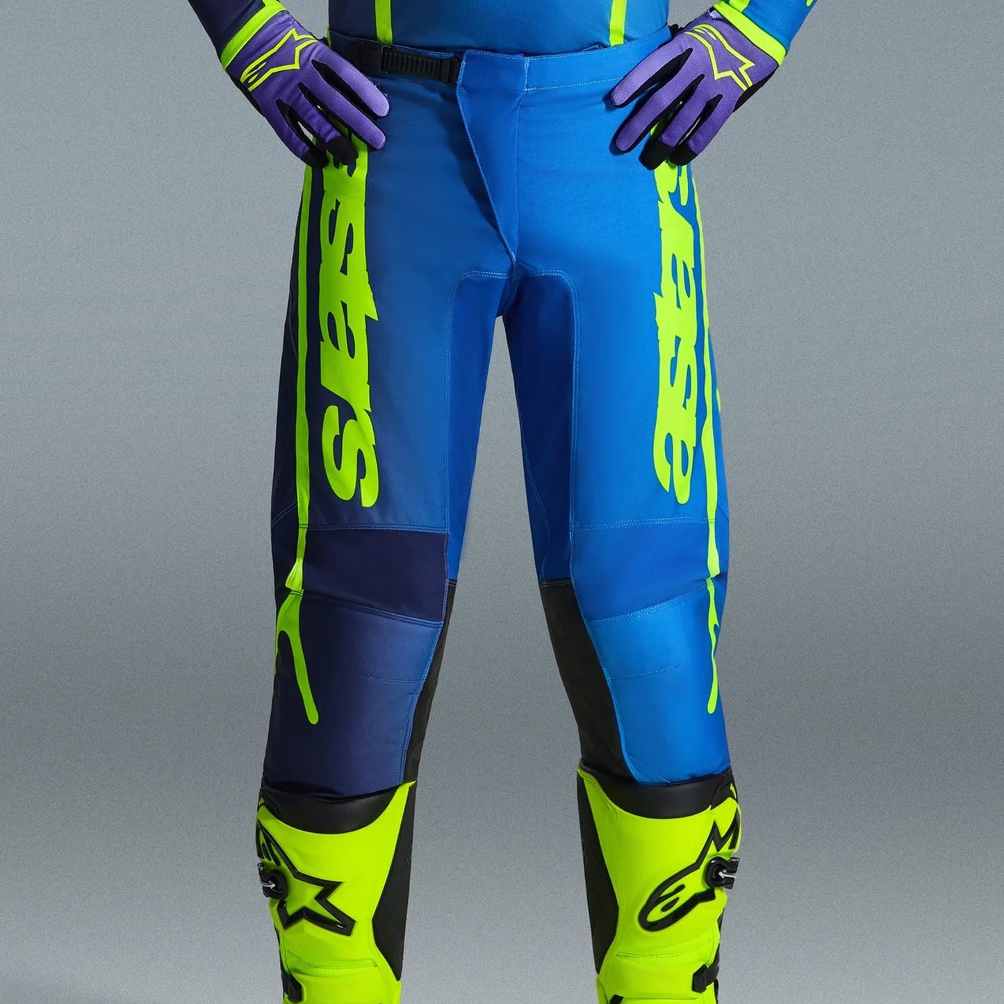 Alpinestars 2026 Fluid Apex Motocross Pants Blue Yellow Flo