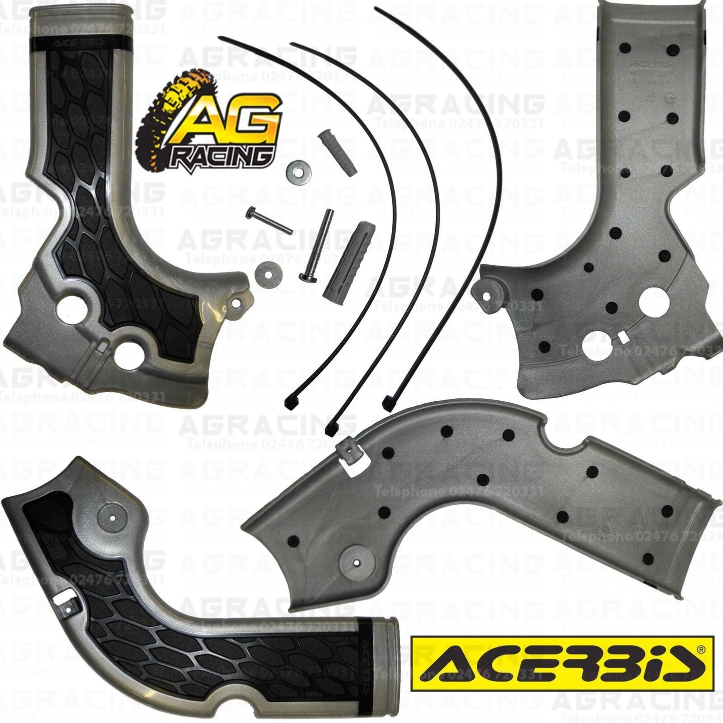 Acerbis X-Grip Frame Protector Guards Silver For Honda CRF 250 R 2014-2017