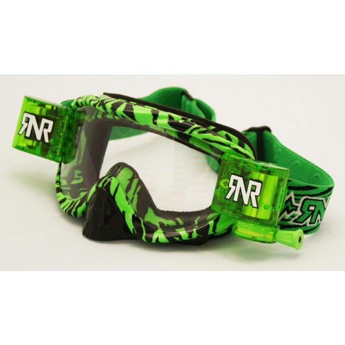 RNR Hybrid Wild Green/Black Fully Loaded Goggle Roll Off And Tear Off