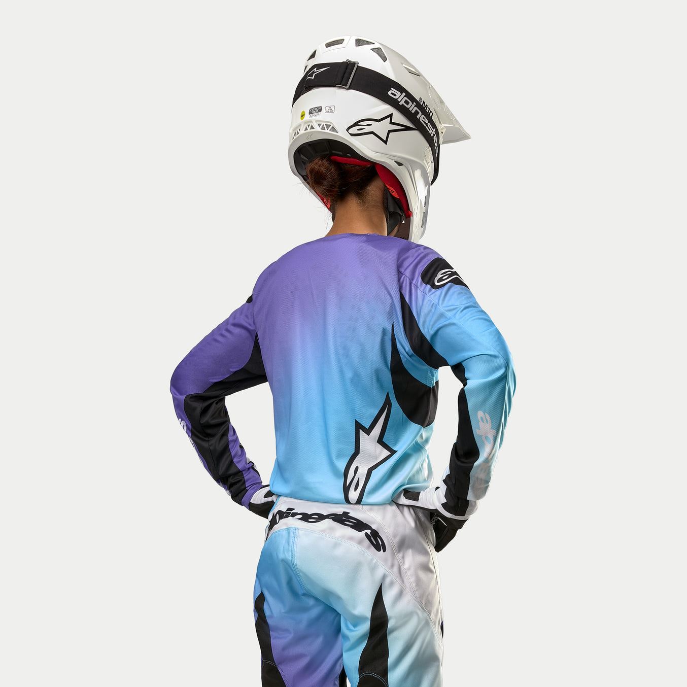 Alpinestars 2024 Stella Fluid Womens Motocross Combo Kit Pants & Jersey White Turquoise CLEARANCE