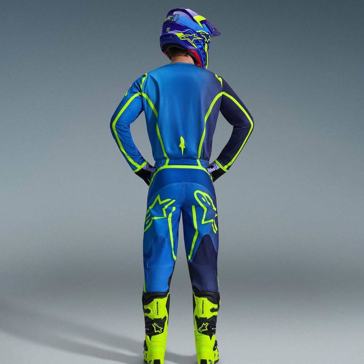 Alpinestars 2026 Fluid Apex Motocross Combo Kit Blue Yellow Flo