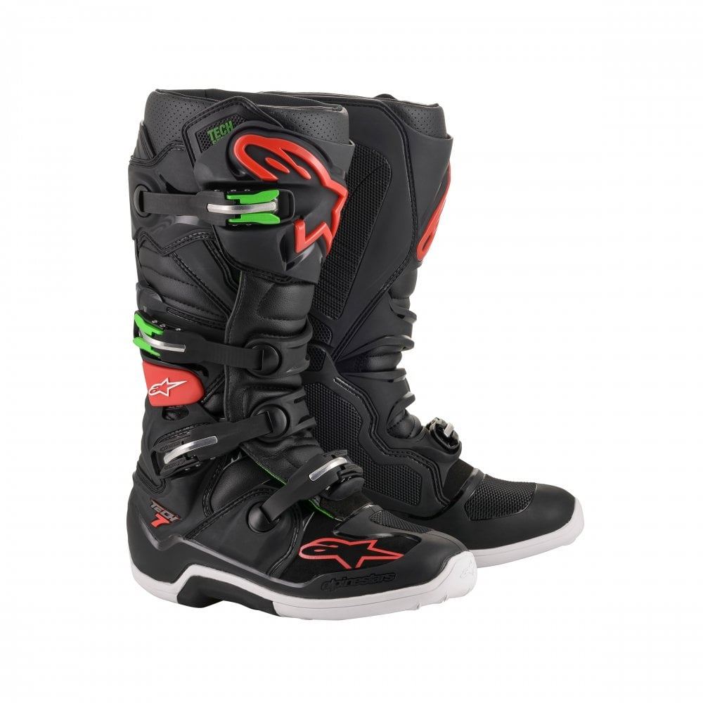 Alpinestars Tech 7 Motocross Boots Black Green Red CLEARANCE