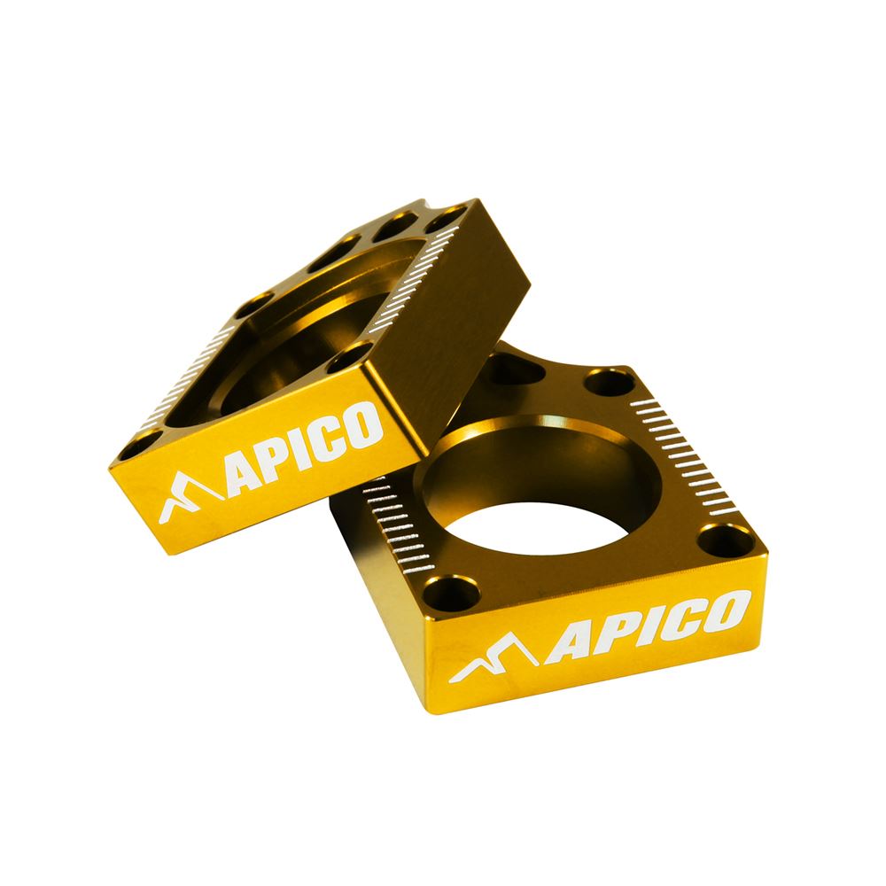 Apico Rear Chain Adjuster Axle Blocks Yellow For Suzuki RM-Z 250 2004 - 2024