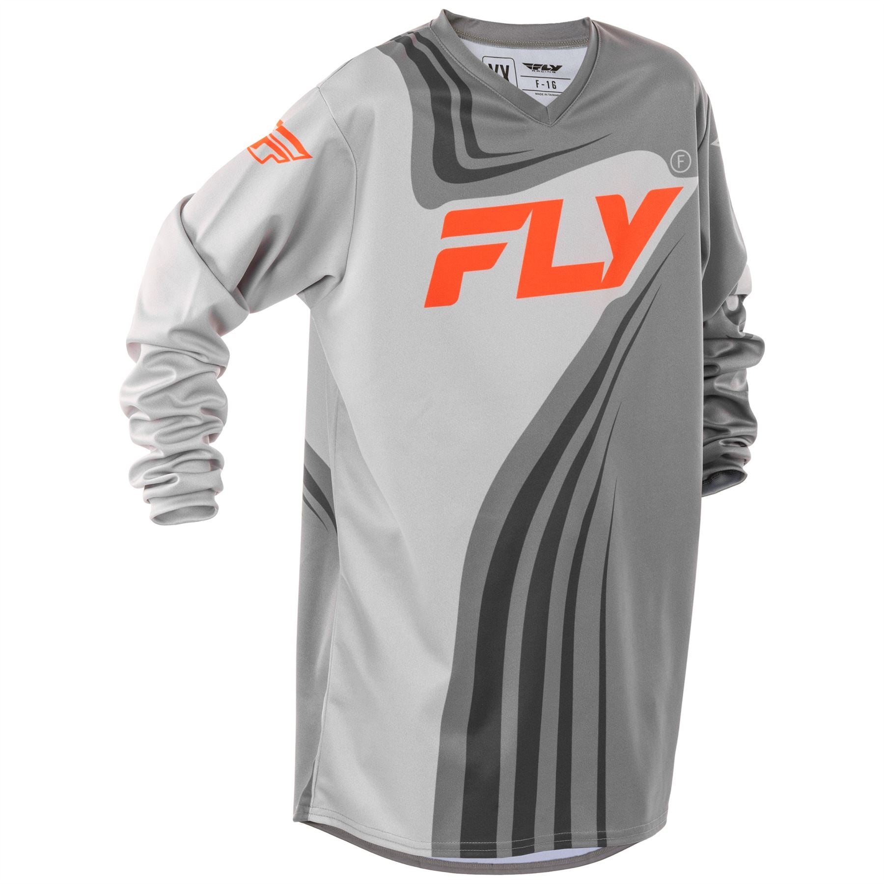 Fly Racing 2025 Youth F-16 Motocross Jersey Grey Orange