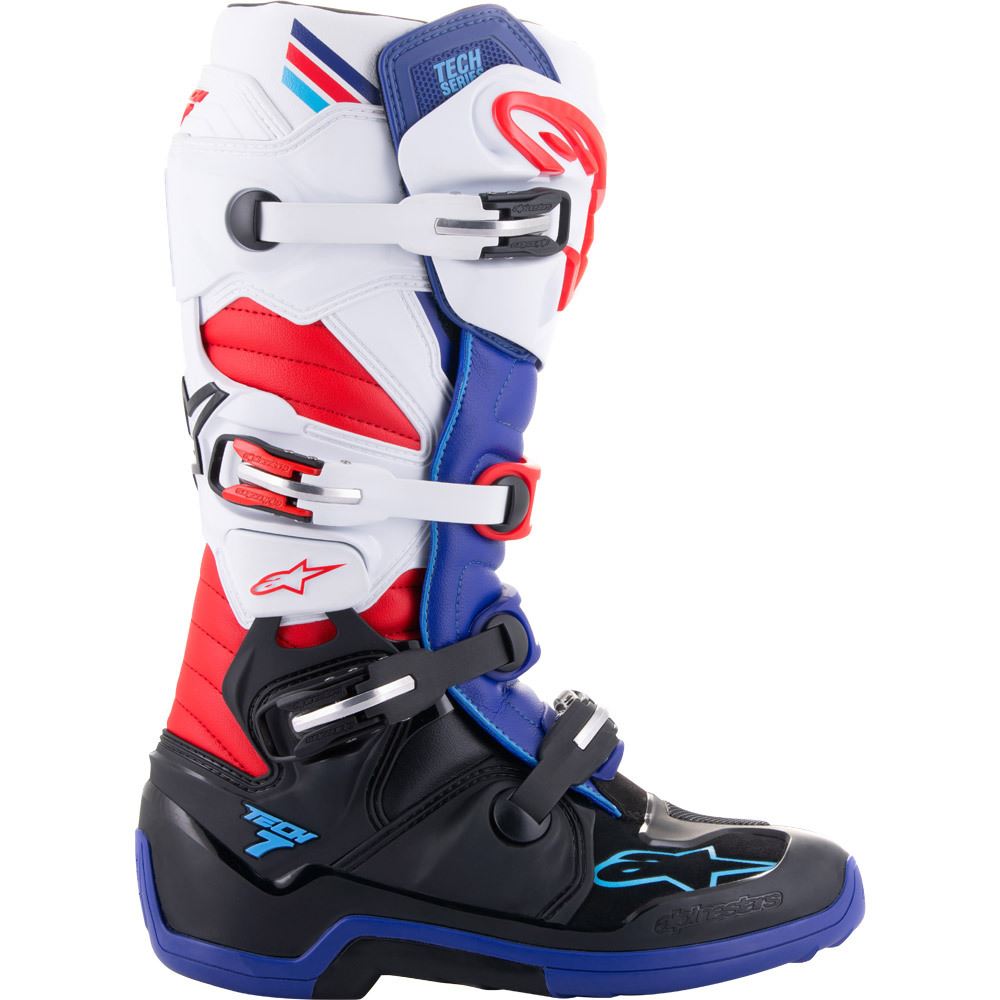 Alpinestars 2024 Tech 7 Motocross Boots Black Dark Blue Red White