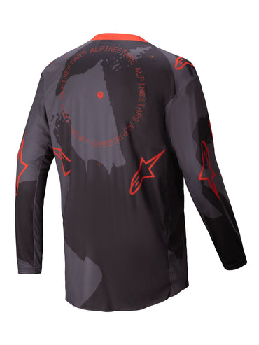 Alpinestars 2025 Racer Hollow Motocross Jersey Grey Camo Orange Fluo