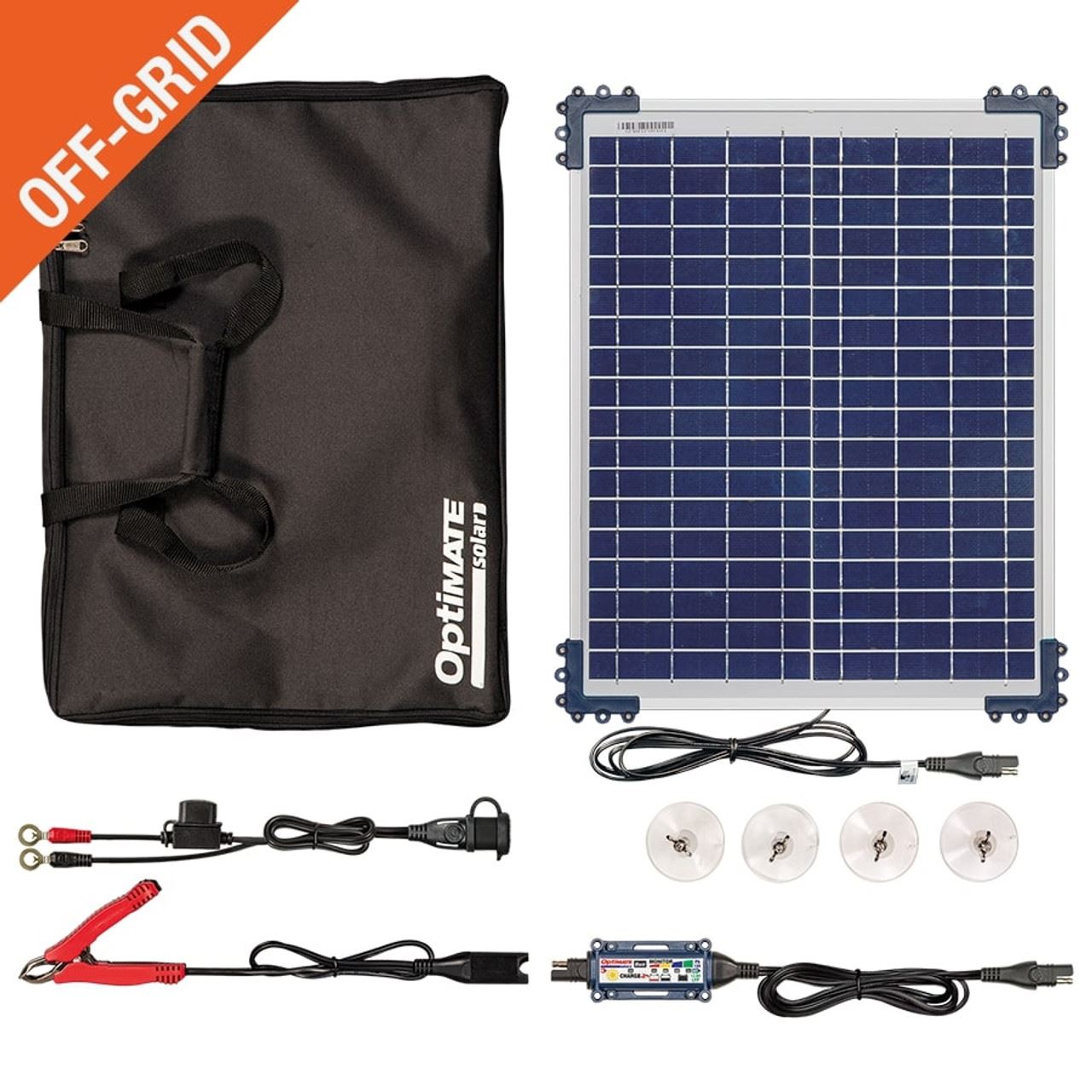 OptiMate Duo Solar Panel 20W Battery Charger Maintainer Travel Kit