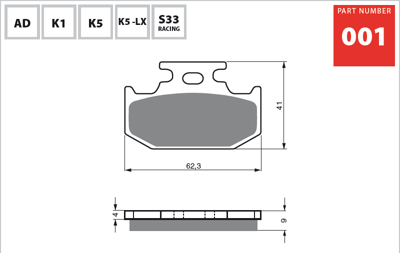 Goldfren S33 Ceramic Carbon Rear Left Brake Pads For Yamaha YZ 125 1990-1997