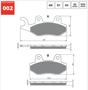 Goldfren S33 Front Left Brake Pads For CF Moto CF 500 3 Z6 Terracross 2011-2012