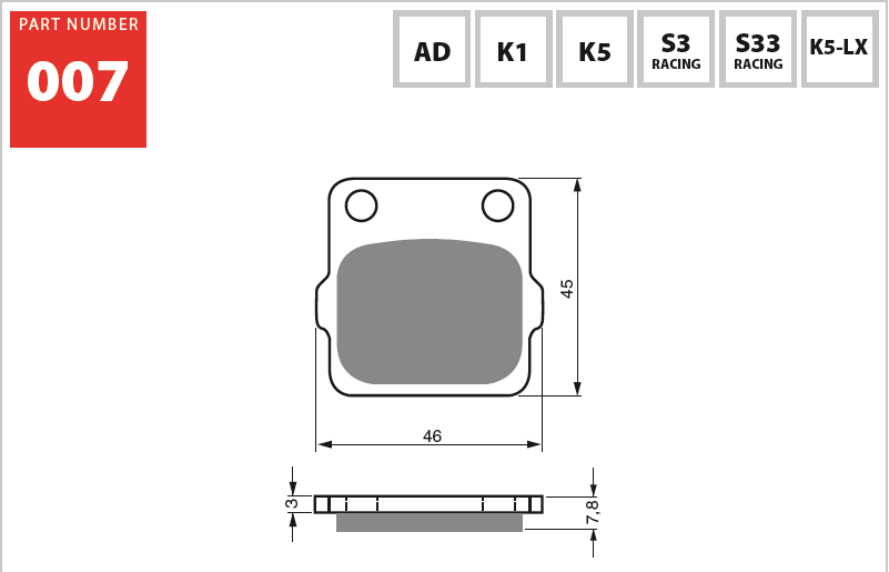 Goldfren S33 Rear Right Brake Pads For Suzuki RM 65 2003-2005