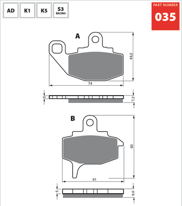 Goldfren S3 Front Disc Brake Pads For Kawasaki KX 250 E1-F1 1987-1988