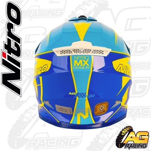 Nitro Youth Helmet MX 620 Podium Safety Yellow Dark Blue