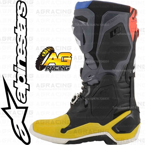 Alpinestars Tech 10 Motocross Boots Black Yellow Blue Red Fluo