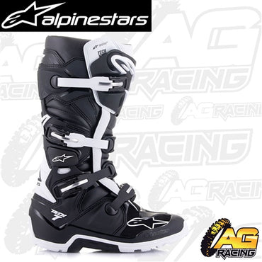 Alpinestars Tech 7 Enduro Boots Drystar Black White Waterproof Grip Sole