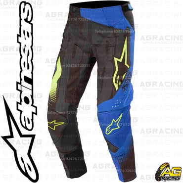 Alpinestars Techstar Factory Black Dark Blue Yellow Fluo Pants Trousers