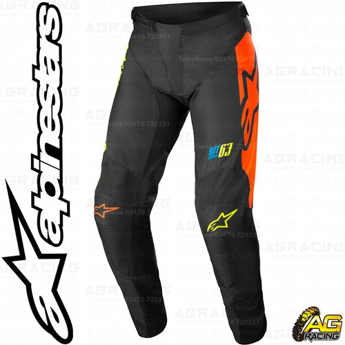Alpinestars Racer Compass Black Yellow Fluo Coral Pants Trousers
