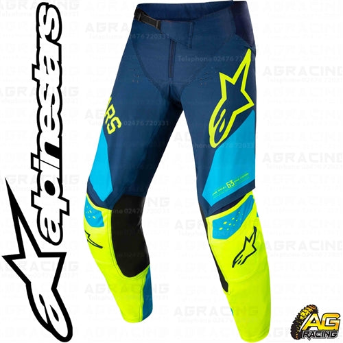 Alpinestars Racer Factory Dark Blue Yellow Fluo Blue Neo Pants Youth Children's Trousers