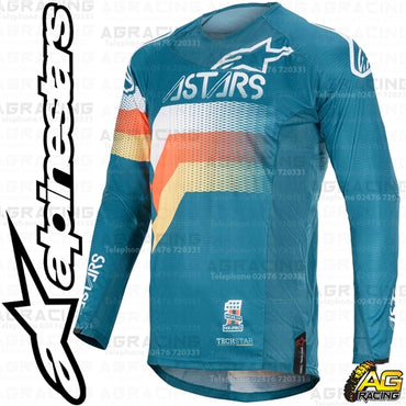 Alpinestars Techstar Venom Petrol White Orange Race Jersey Shirt