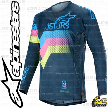 Alpinestars Techstar Venom Navy Aqua Pink Fluo Race Jersey Shirt