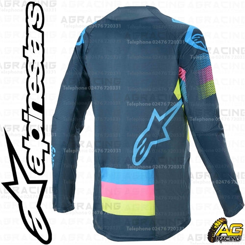 Alpinestars Techstar Venom Navy Aqua Pink Fluo Race Jersey Shirt