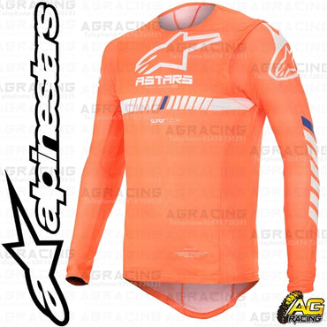 Alpinestars SuperTech Orange Fluo White Blue Race Jersey Shirt