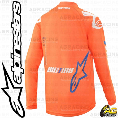 Alpinestars Racer Tech Orange Fluo White Blue Youth Children's Race Jersey