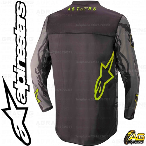 Alpinestars  Racer Tactical Black Gray Grey Camo Yellow Fluo Youth Children's Race Jersey